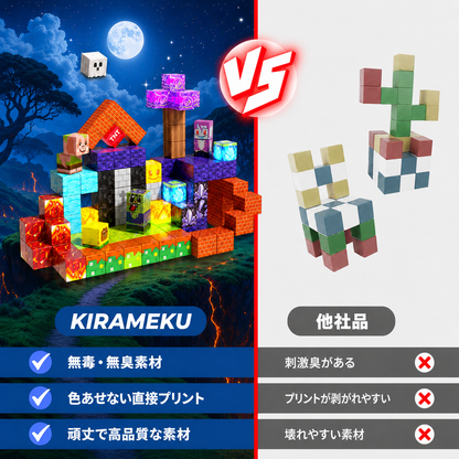 KIRAMEKU™【光の王国】光る！｜ カチッと簡単。遊びながら“考える力”が育つ知育磁石ブロック 200ピース