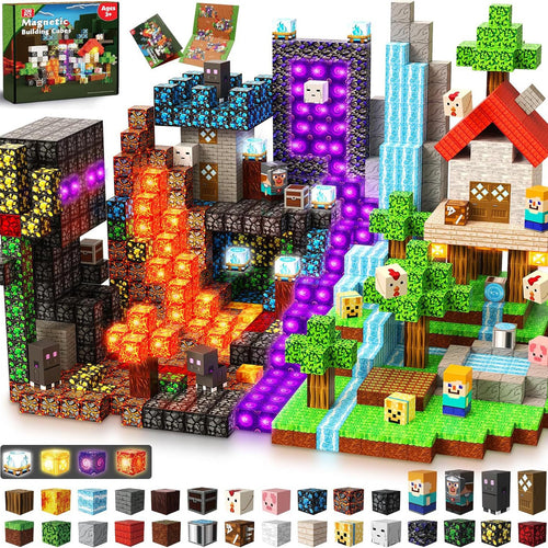 KIRAMEKU™【光の王国】光るマグネットブロック｜150PCS｜LEDライト内蔵
