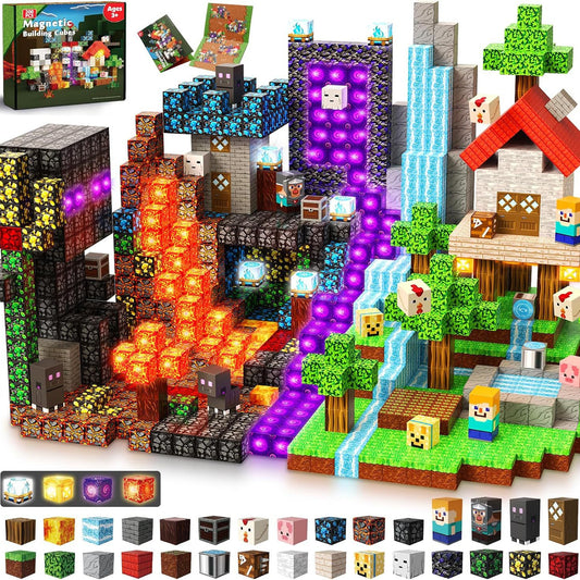 KIRAMEKU™【光の王国】光るマグネットブロック｜150PCS｜LEDライト内蔵